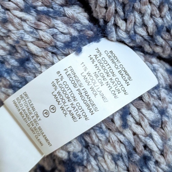 LUCKY BRAND Blue White Color Block Fringe Open Cardigan, Size XS - Picture 5 of 7